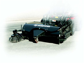 Sweepster Skid Steer, Skidsteer, Dump Bucket Broom, Pick up sweeper, 84", Poly or Poly/Wire Brush