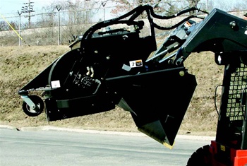 Sweepster Skid Steer, Skidsteer, High Dump Bucket Broom with Vacuum Dust Abatement, 84", Poly or Poly/Wire Brush