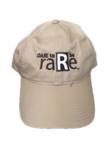 khaki hat with DARE to be raRe logo