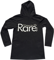 Adult Long sleeve Hoodie with I'll have my life Rare, Please logo