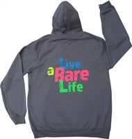 Grey Hooded Sweatshirt with Live a Rare Life logo