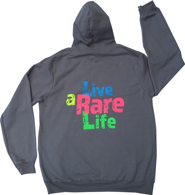 Grey Hooded Sweatshirt with Live a Rare Life logo