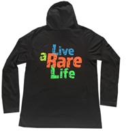 Adult Long Sleeve Hoodie with Live a Rare Life Orange - Large