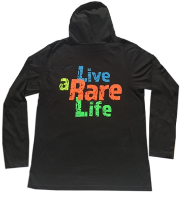 Adult Long Sleeve Hoodie with Live a Rare Life Orange