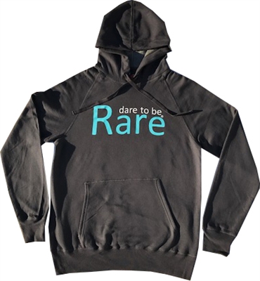 Grey sweatshirt with teal dare to be Rare logo