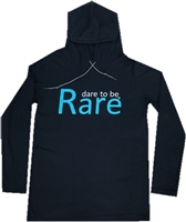 Long Sleeve Light Weight Hoodie with teal dare to be Rare logo