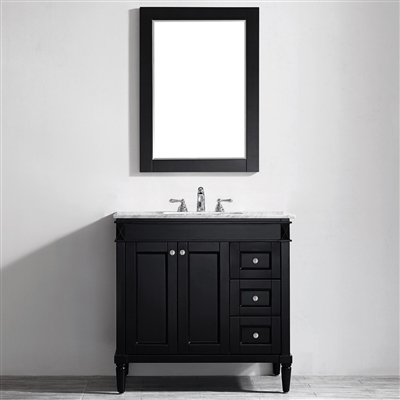 Vinnova Catania 36-inch Vanity in Espresso with Carrara White Marble Countertop with Mirror