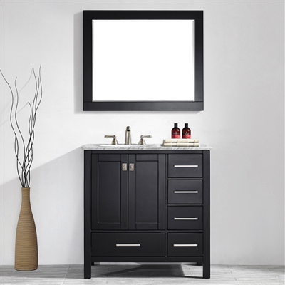 Vinnova Gela 36-inch Vanity in Espresso with Carrara White Marble Countertop With Mirror