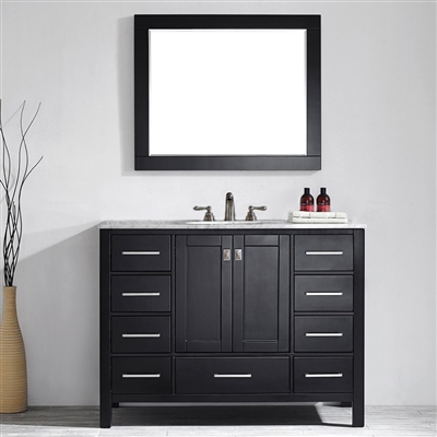 Vinnova Gela 48-inch Vanity in Espresso with Carrara White Marble Countertop With Mirror