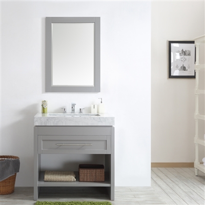 Vinnova Bolzana 48-inch Single Vanity in Grey with Carrara White Marble Top With Mirror