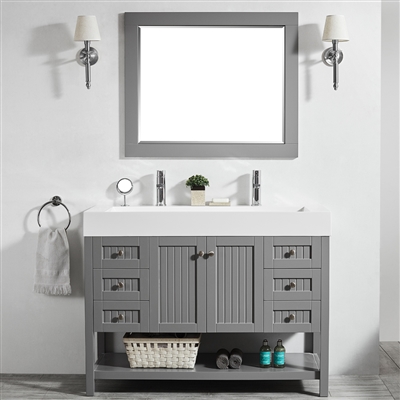 Vinnova Pavia 48-inch Single Vanity in Grey with Acrylic under-mount Sink With Mirror