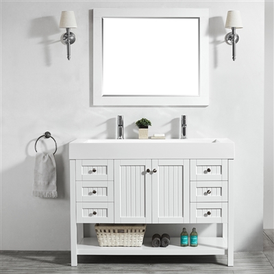 Vinnova Pavia 48-inch Single Vanity in White with Acrylic under-mount Sink With Mirror