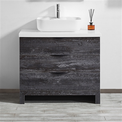 Vinnova Spencer 36-inch Single Vanity in Suede Elegant Grey with Fine White Quartz Stone Without Mirror