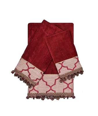 Austin Horn En'Vogue Ascot Ruby Red 3-piece Embellished Towel Set