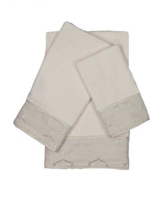 Austin Horn En'Vogue Stanton Gimp Ecru 3-piece Embellished Towel Set
