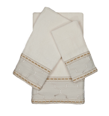 Austin Horn En'Vogue Stanton Ribbon Ecru 3-piece Embellished Towel Set