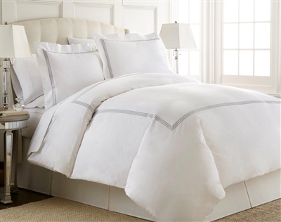 Austin Horn En'Vogue Charlotte Grey 7-piece Embroidered Duvet Cover-Sheet Set