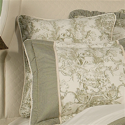 Sherry Kline Country Toile Sage Euro Sham Cord Edge