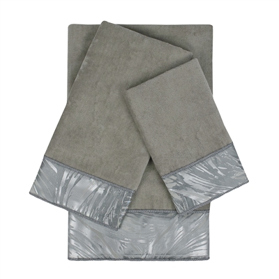 Sherry Kline Cynthaina Grey 3-piece Embelished Towel Set