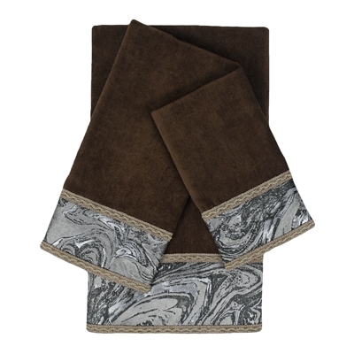 Sherry Kline Earlington Brown 3-piece Embelished Towel Set