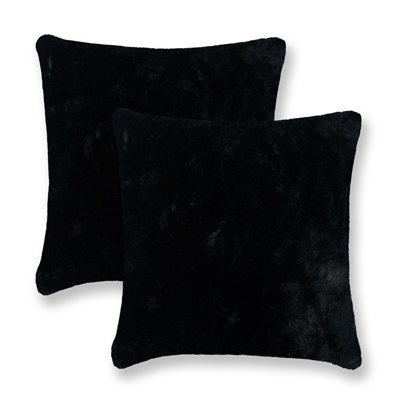 Sherry Kline Harrington Black Reversible 20-inch Faux Fur Pillow (Set of 2)