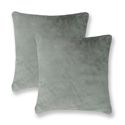 Sherry Kline Harrington Silver Grey Reversible 20-inch Faux Fur Pillow (Set of 2)