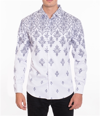 House of Lords Men's Long Sleeve Slim-fit Printed Shirt