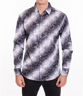 House of Lords Men's Long Sleeve Slim-fit Printed Shirt