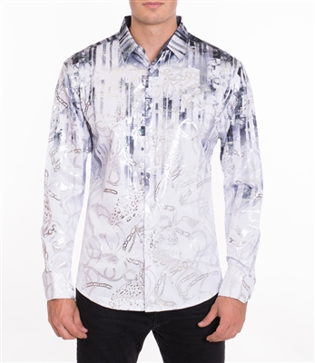 House of Lords Men's Long Sleeve Slim-fit Printed Shirt