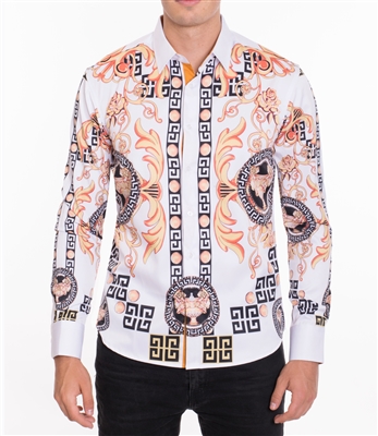 House of Lords Men's Long Sleeve Slim-fit Printed Shirt