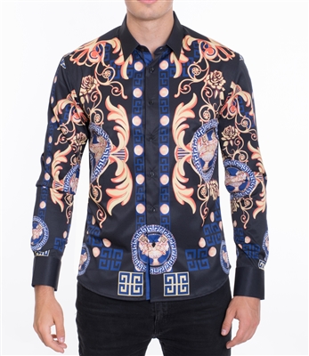 House of Lords Men's Long Sleeve Slim-fit Printed Shirt