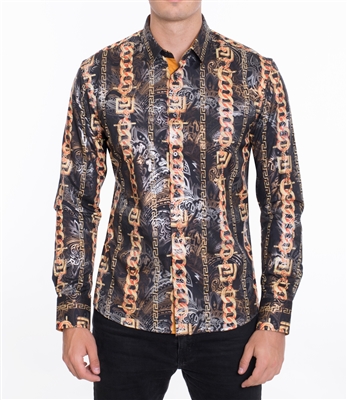 House of Lords Men's Long Sleeve Slim-fit Printed Shirt