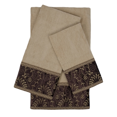 Sherry Kline Inspire Taupe 3-piece Embellished Towel Set