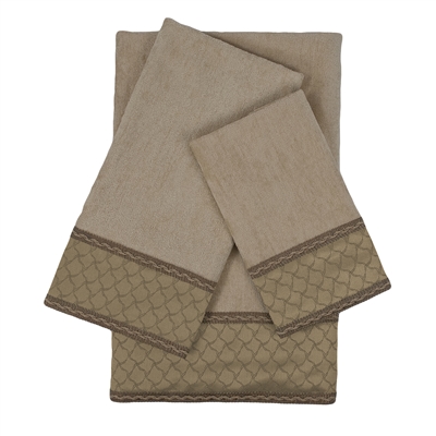Sherry Kline Luxuriant Taupe 3-piece Embellished Towel Set