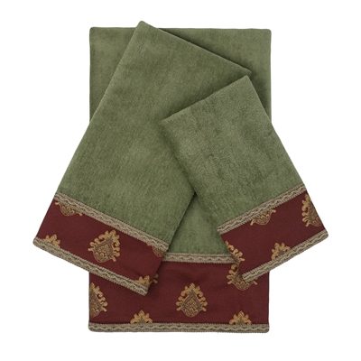 Sherry Kline Melbourne Sage 3-piece Embellished Towel Set