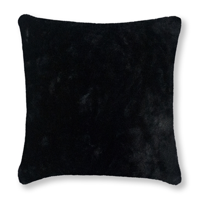 Olivia Quido Bask Black Luxury Faux Fur 24-inch Pillow