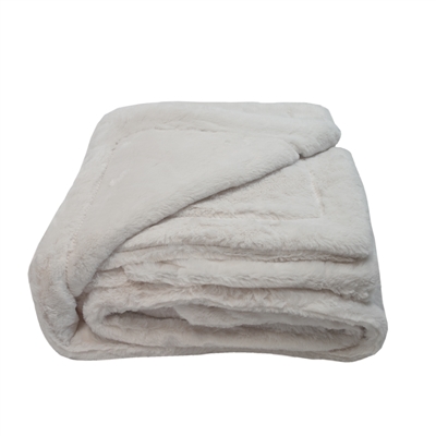 Olivia Quido Luxury Faux Fur Ivory Throw Blanket