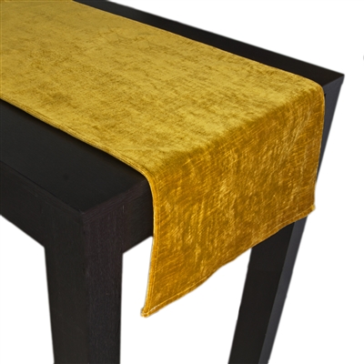 Olivia Quido Coventry Tailored Velvet Luxury Table Runner - Gold