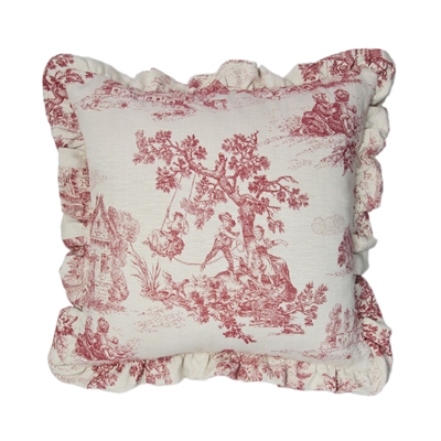 Olivia Quido Cosmopolitan Toile Red 20-inch Main Pillow