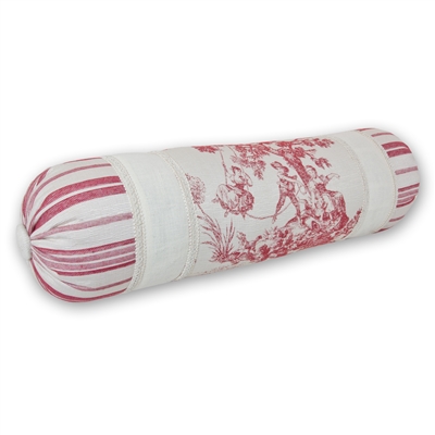 Olivia Quido Cosmopolitan Toile Red Neckroll Pillow