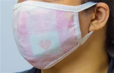Washable Astrid Heart Pink Cotton Fabric Face Covering (Earloop)