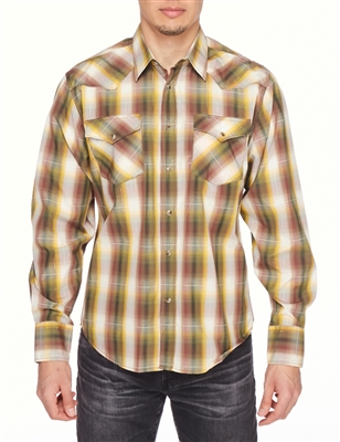 Rodeo Clothing Men's Printed Dress Shirt Long Sleeve (Plaid)