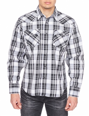 Rodeo Clothing Men's Printed Dress Shirt Long Sleeve (Plaid)