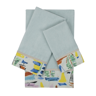 Sherry Kline Sailboat Light Blue 3-piece Embellished Towel Set