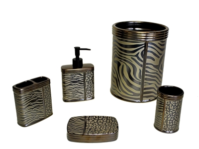 Sherry Kline Zebra Brown Print Bath Accessory 5-piece Set