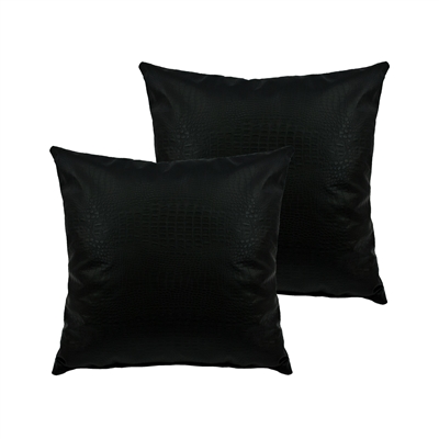 Sherry Kline Gator Faux Leather Black 20-inch Decorative Pillow (Set of 2)