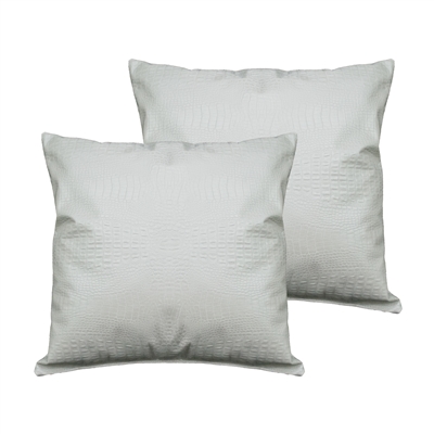 Sherry Kline Gator Faux Leather Pearl White 20-inch Decorative Pillow (Set of 2)