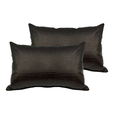 Sherry Kline Gator Faux Leather Dark Bronze Boudoir Pillow (Set of 2)