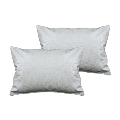 Sherry Kline Gator Faux Leather Pearl White Boudoir Pillow (Set of 2)