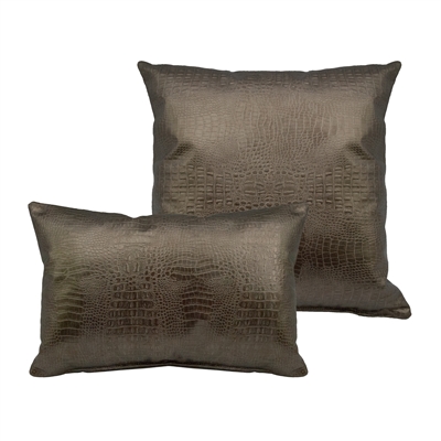 Sherry Kline Gator Faux Leather Gold Bronze Combo Pillows (Set of 2)